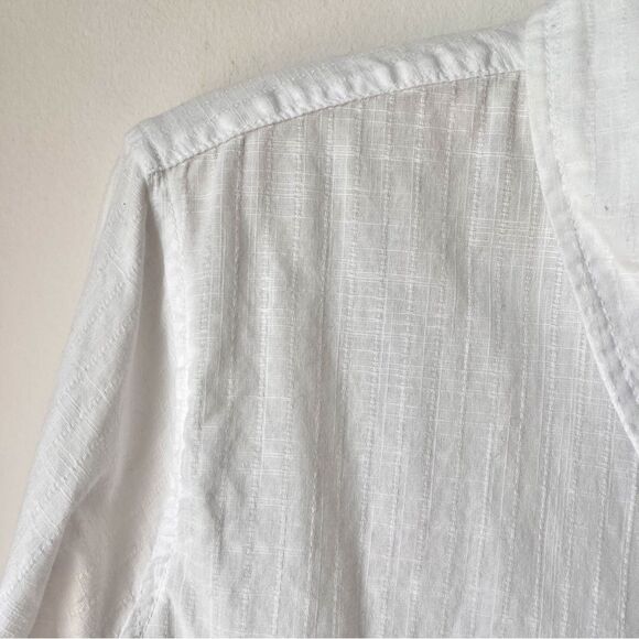 Lands’ End White Cotton Long Sleeve Button Front Shirt Size M 10-12 - Picture 4 of 8